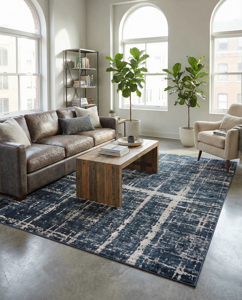 Metro Heights Collection Area Rug -  Flatiron Rectangle Navy Blue  lifestyle 23