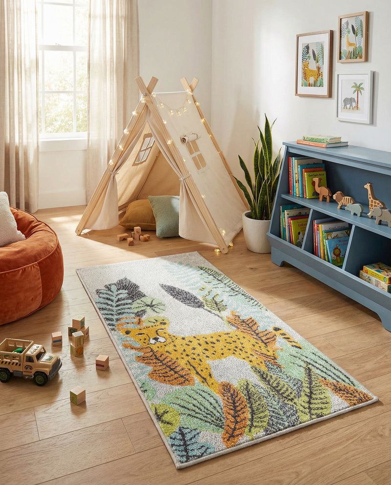 Wonder Tykes Collection Area Rug -  Puzzled Runner Gray  lifestyle 31