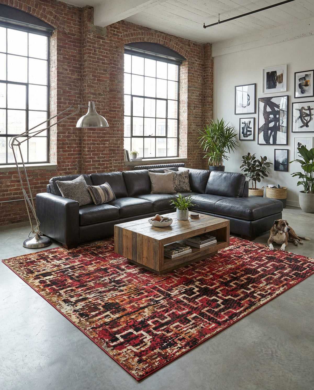 Neptune Elegance Collection Area Rug -  Proteus Square Burgundy  lifestyle 53