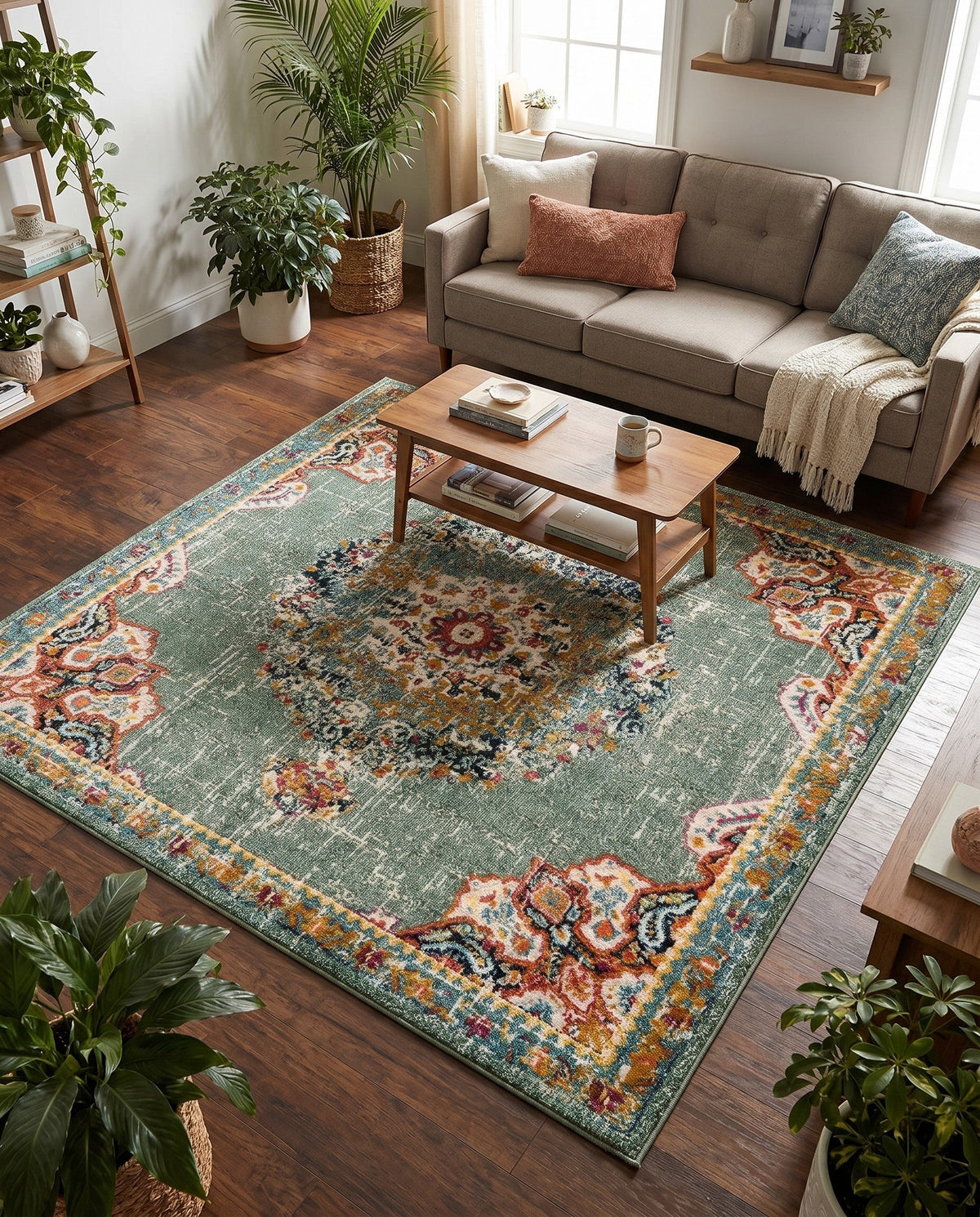 Brighton Terrace Collection Area Rug - Hove (Green) Square Green  lifestyle 91
