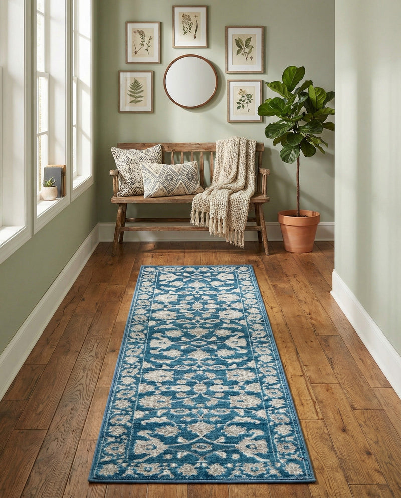 Charleston Elegance Collection Area Rug -  Seaport (Blue) Runner Blue  lifestyle 40