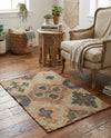 Benares Handwoven Jute Collection Area Rug - Ganges Rectangle Blue and Green  lifestyle 6