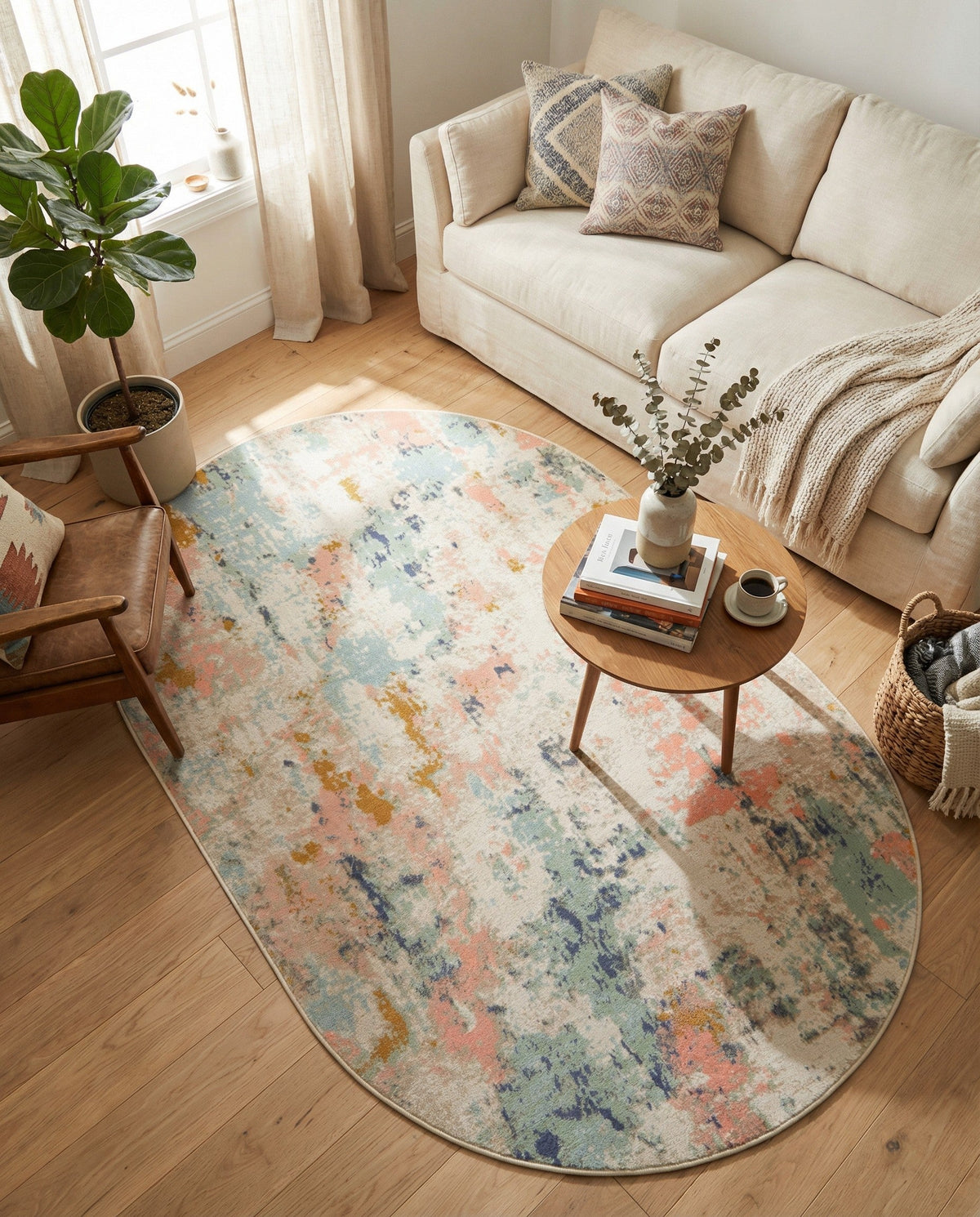 Lagoon Oasis Collection Area Rug -  Seagrass Oval Multi  lifestyle 97