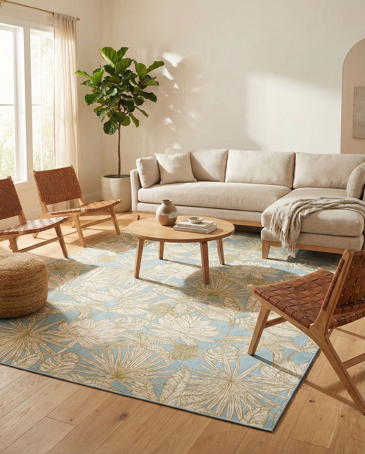 Seaside Blooms Collection Area Rug -  Shalimar Rectangle Soft Blue  lifestyle 26