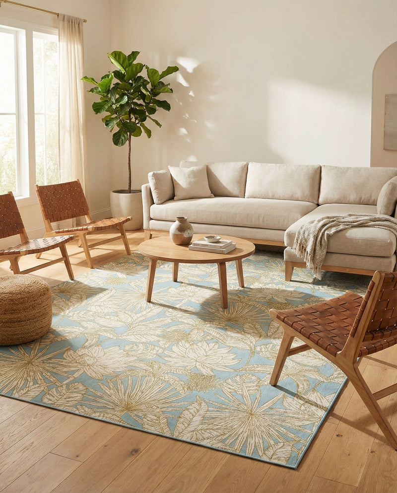 Seaside Blooms Collection Area Rug -  Shalimar Rectangle Soft Blue  lifestyle 26