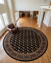Samarkand Elegance Collection Area Rug -  Margilan (Black) Round Black  lifestyle 73