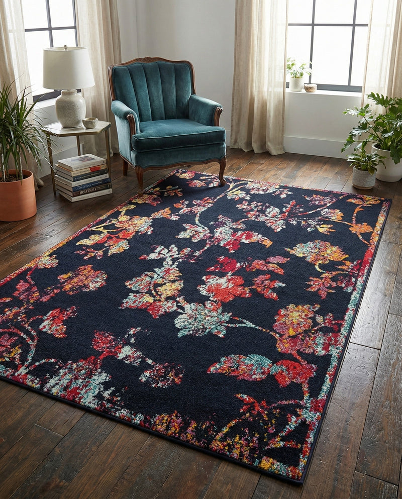 Brighton Terrace Collection Area Rug -  Roedean Rectangle Navy Blue  lifestyle 12