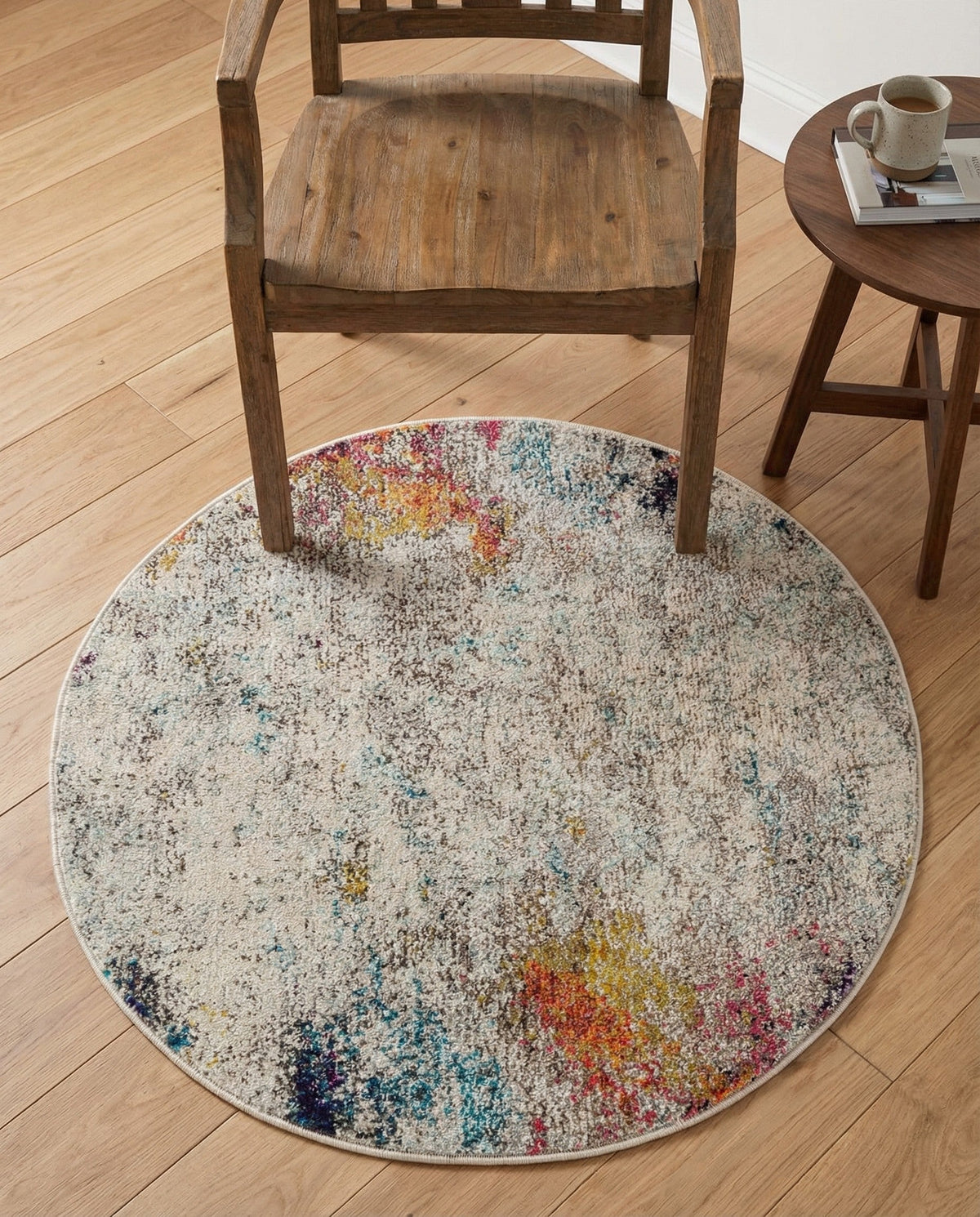 Chromatic Oasis Collection Area Rug -  Azure Round Beige  lifestyle 111