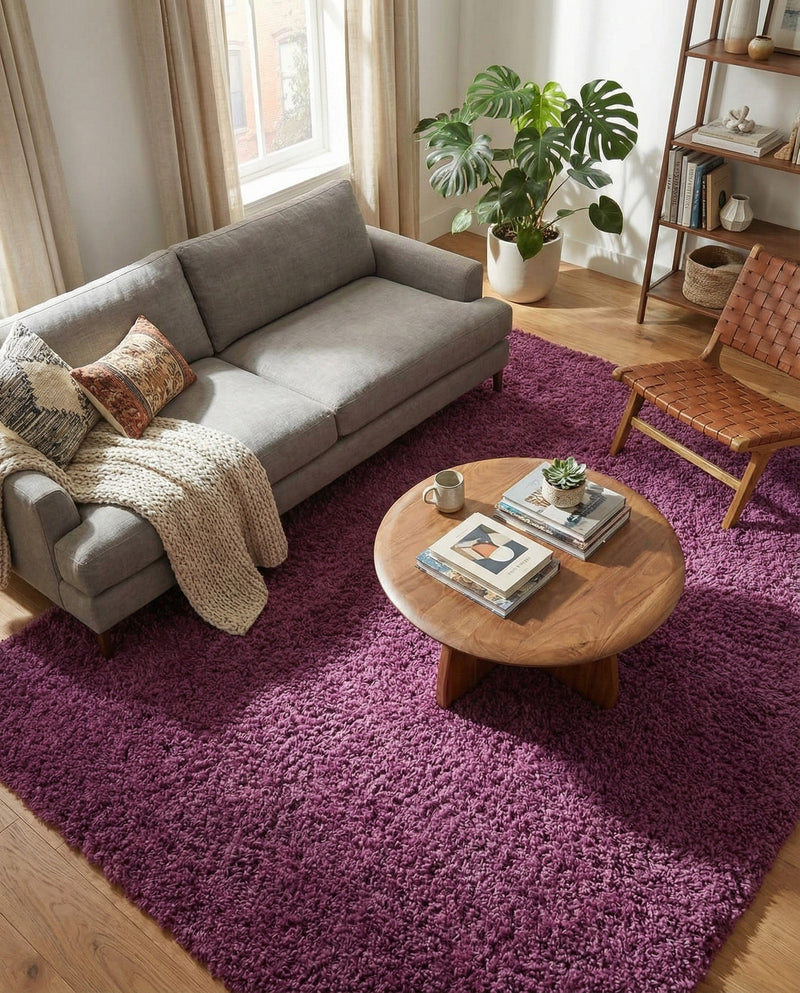 Plush Oasis Collection Area Rug - Serenity (Eggplant Purple) Square Eggplant Purple  lifestyle 55