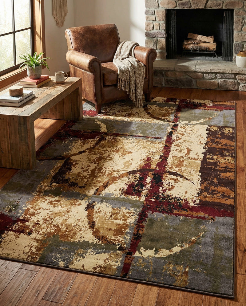 Bistro Lounge Collection Area Rug -  FlatWhite Rectangle Multi  lifestyle 15