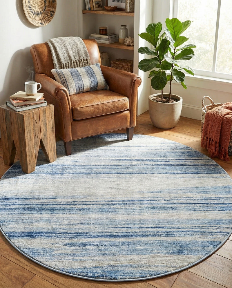 Zagros Shades Collection Area Rug -  Sepidan Round Blue Ivory  lifestyle 41