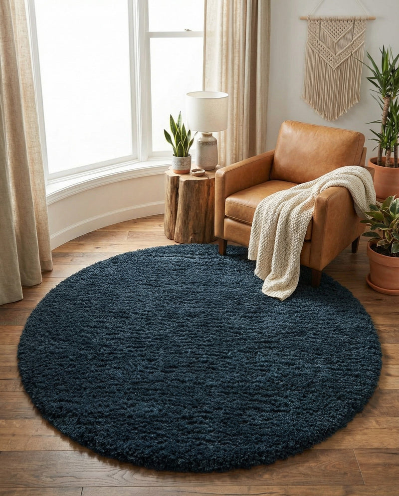 Eternal Plush Oasis Collection Area Rug -  Tranquility (Cobalt) Round Cobalt  lifestyle 64