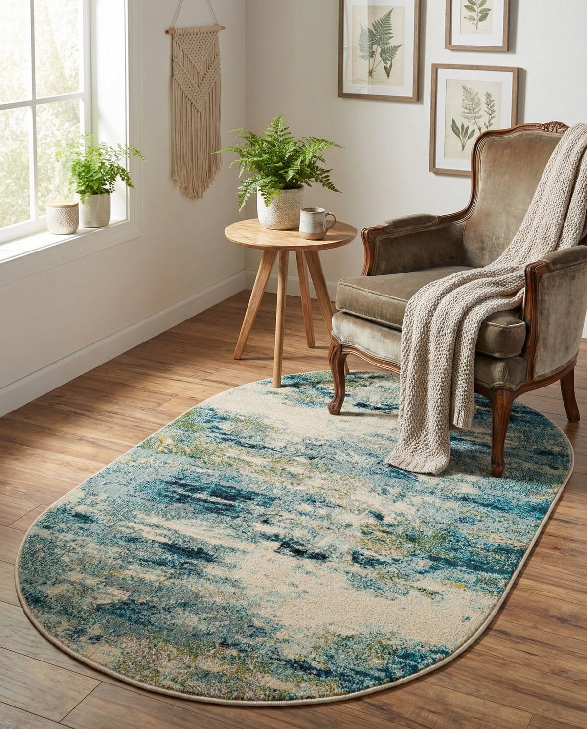 Chromatic Oasis Collection Area Rug -  Serene Oval Light Blue  lifestyle 116