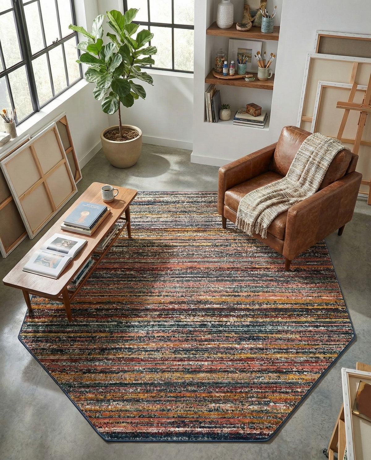 Jewel Oasis Collection Area Rug - Sapphire (Multi) Octagon Multi  lifestyle 119