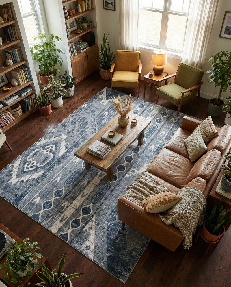 Cascade Range Collection Area Rug - Hood (Blue Gray) Rectangle Blue Gray  lifestyle 13