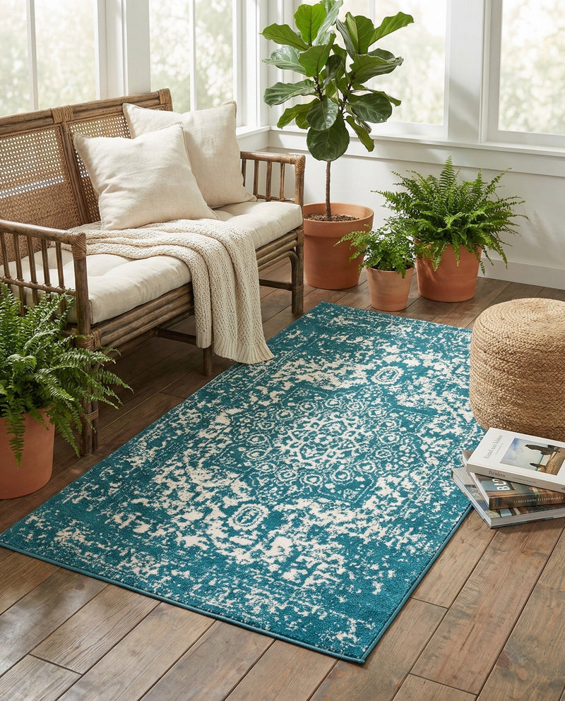 Georgetown Rugs Collection Area Rug - Dupont (Turquoise) Rectangle Turquoise  lifestyle 5
