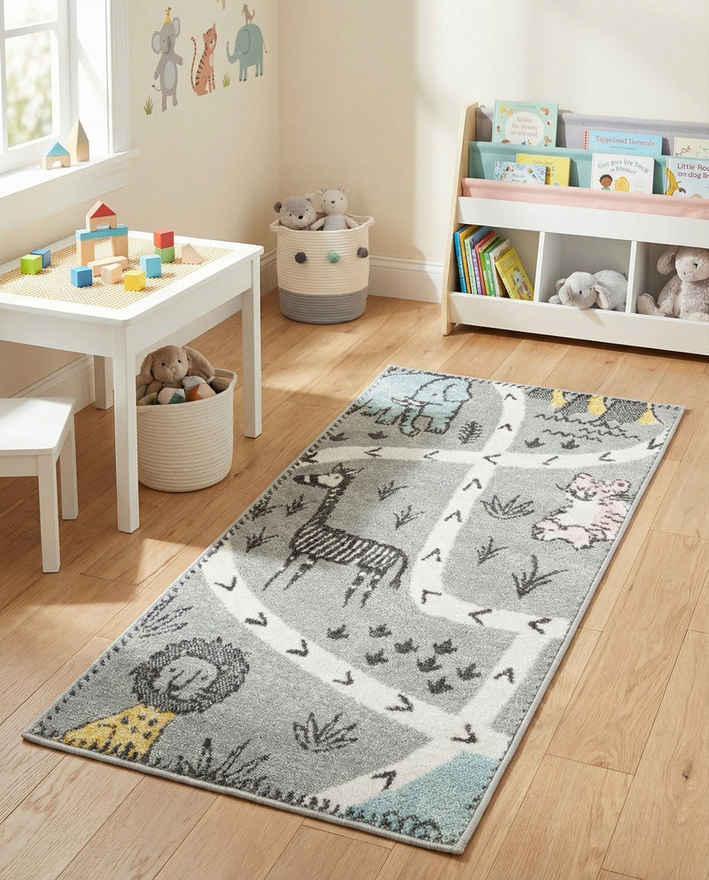 Wonder Tykes Collection Area Rug -  Enigma Runner Gray  lifestyle 49