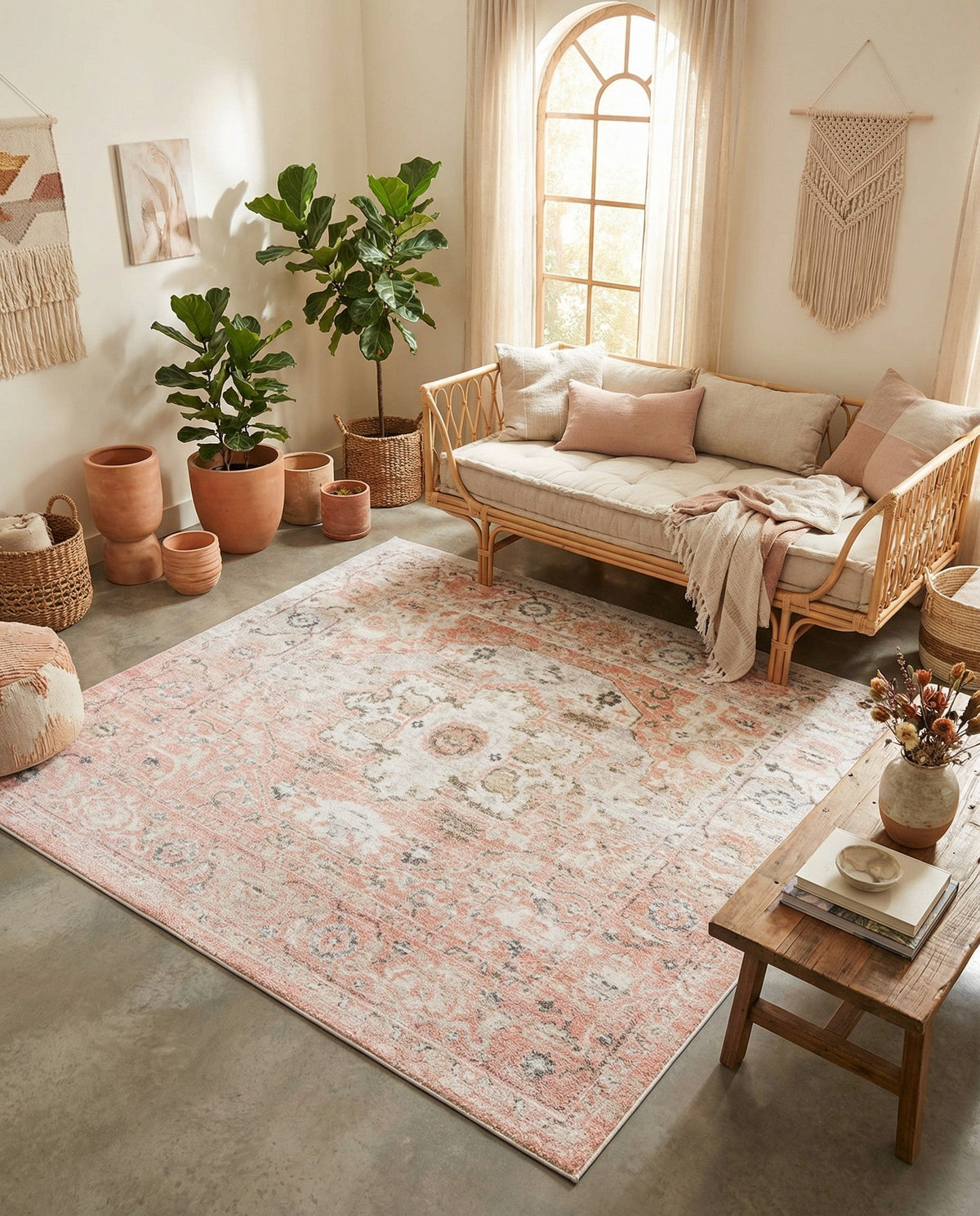 Parisian Elegance Collection Area Rug - Versailles (Rose Pink) Square Rose Pink  lifestyle 121