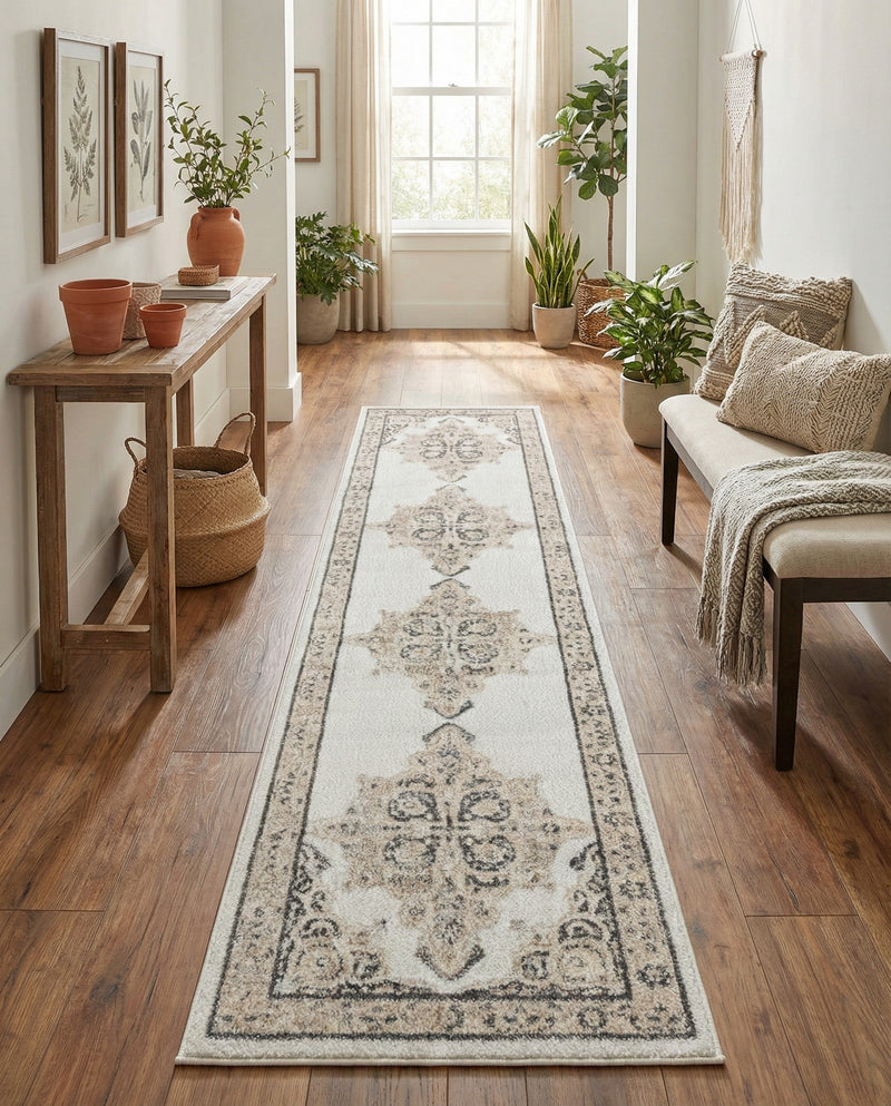 Beverly Grove Collection Area Rug -  Fairfax (Ivory) Runner Ivory  lifestyle 69