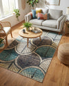 Outdoor Marrakesh Collection Area Rug -  Rabat Rectangle Gray Blue Ivory  lifestyle 21