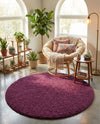 Plush Oasis Collection Area Rug - Serenity (Eggplant Purple) Round Eggplant Purple  lifestyle 82