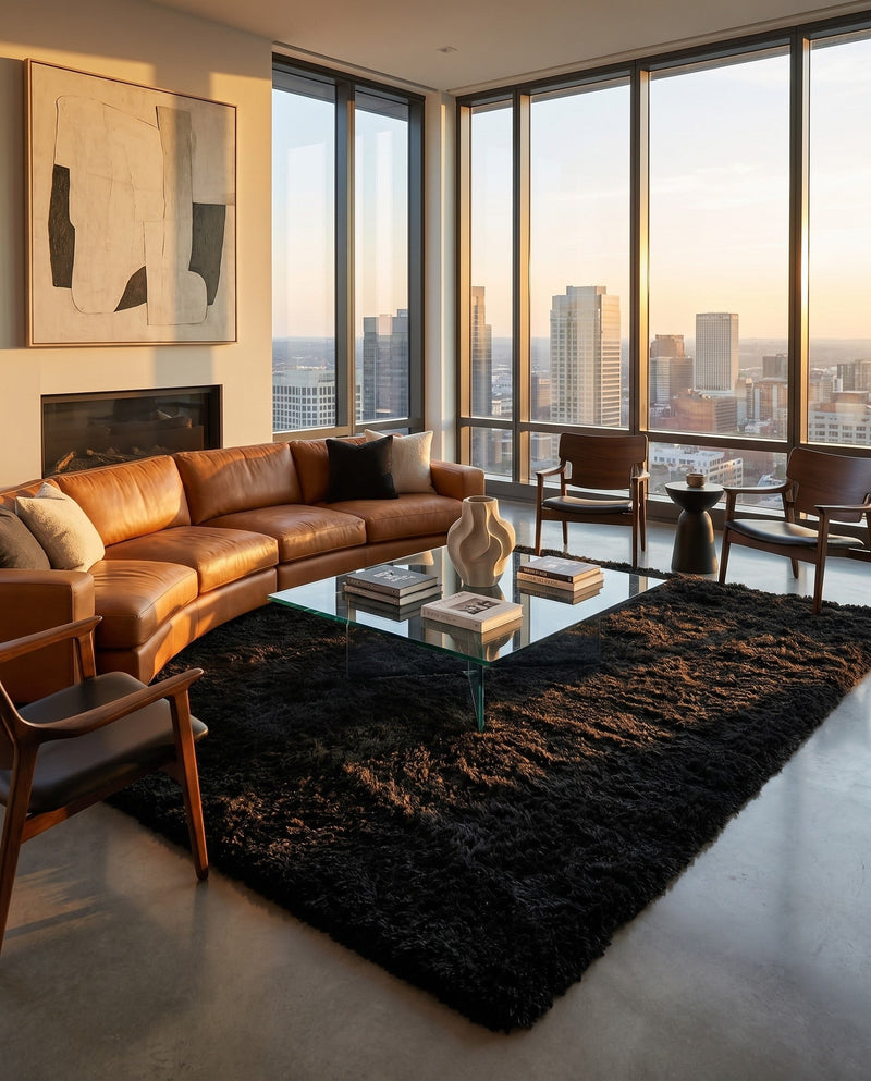 Eternal Plush Oasis Collection Area Rug -  Tranquility (Onyx Black) Rectangle Onyx Black  lifestyle 15