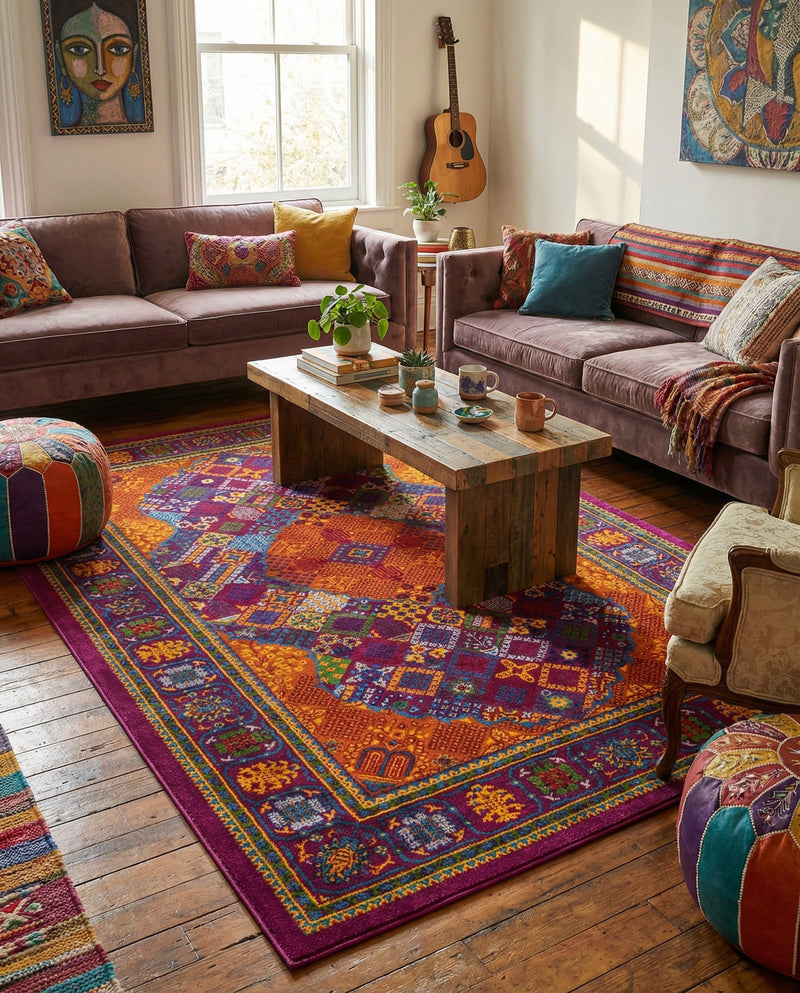 Caribbean Cove Collection Area Rug -  Mustique Rectangle Fuchsia  lifestyle 33