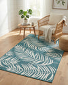 Seaside Blooms Collection Area Rug - Verdure (Teal) Rectangle Teal  lifestyle 10