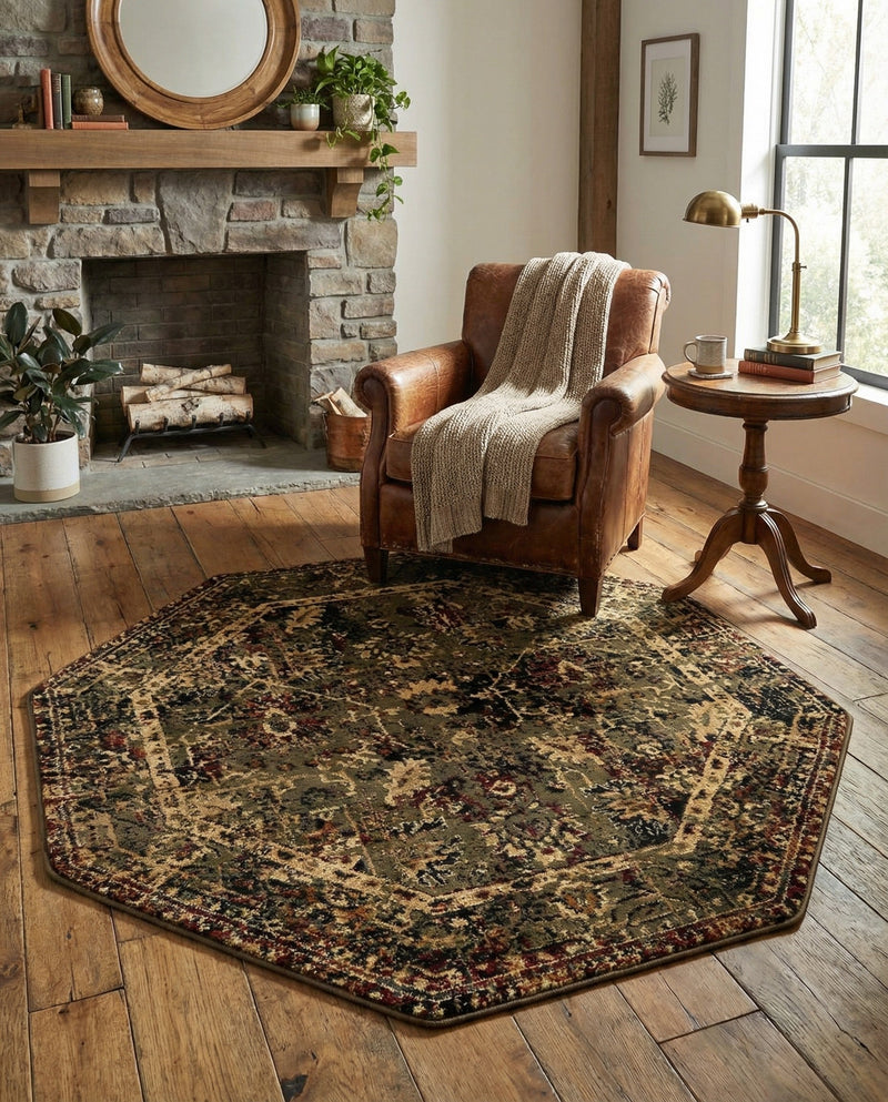 Neptune Elegance Collection Area Rug -  Galatea (Green) Octagon Green  lifestyle 69