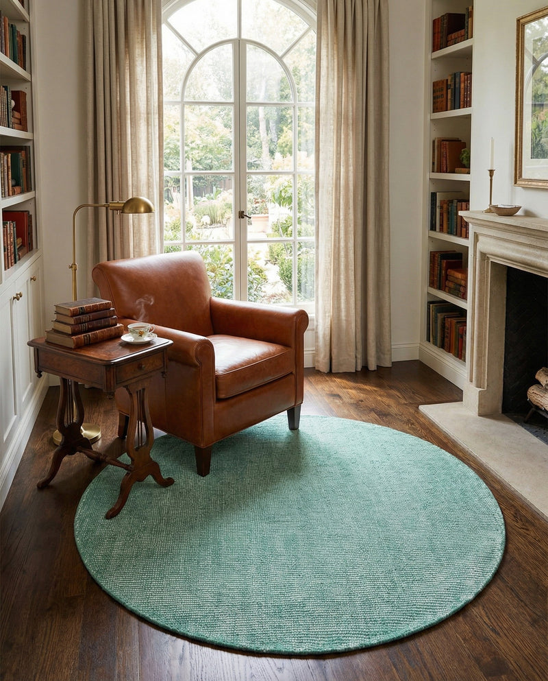 Berkshire Estate Collection Area Rug - Windsor (Green) Round Green  lifestyle 55
