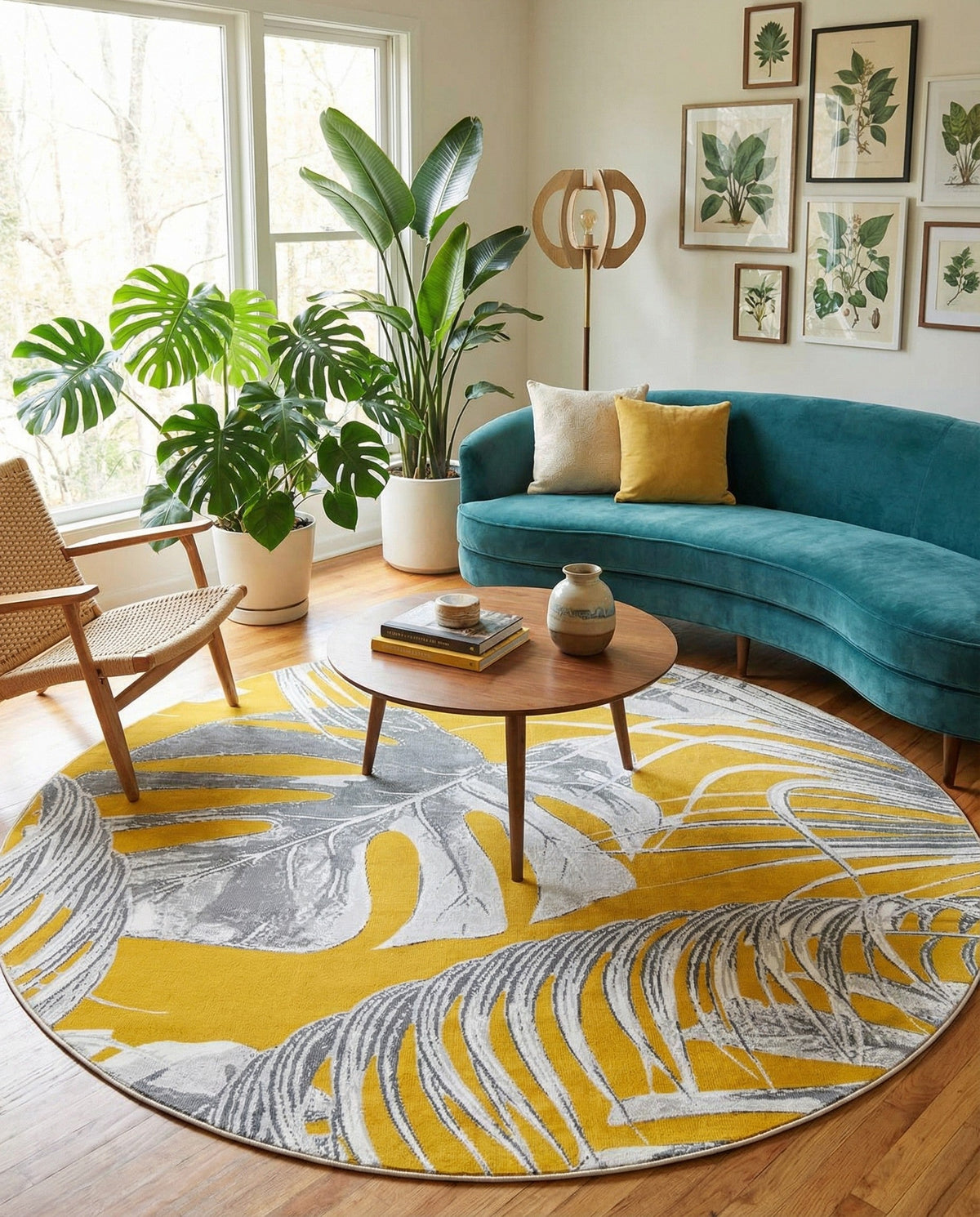 Meadow Breeze Collection Area Rug -  Clover Round Yellow  lifestyle 161