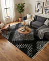 Tranquil Tides Shag Collection Area Rug -  Azure Rectangle Black and White  lifestyle 34