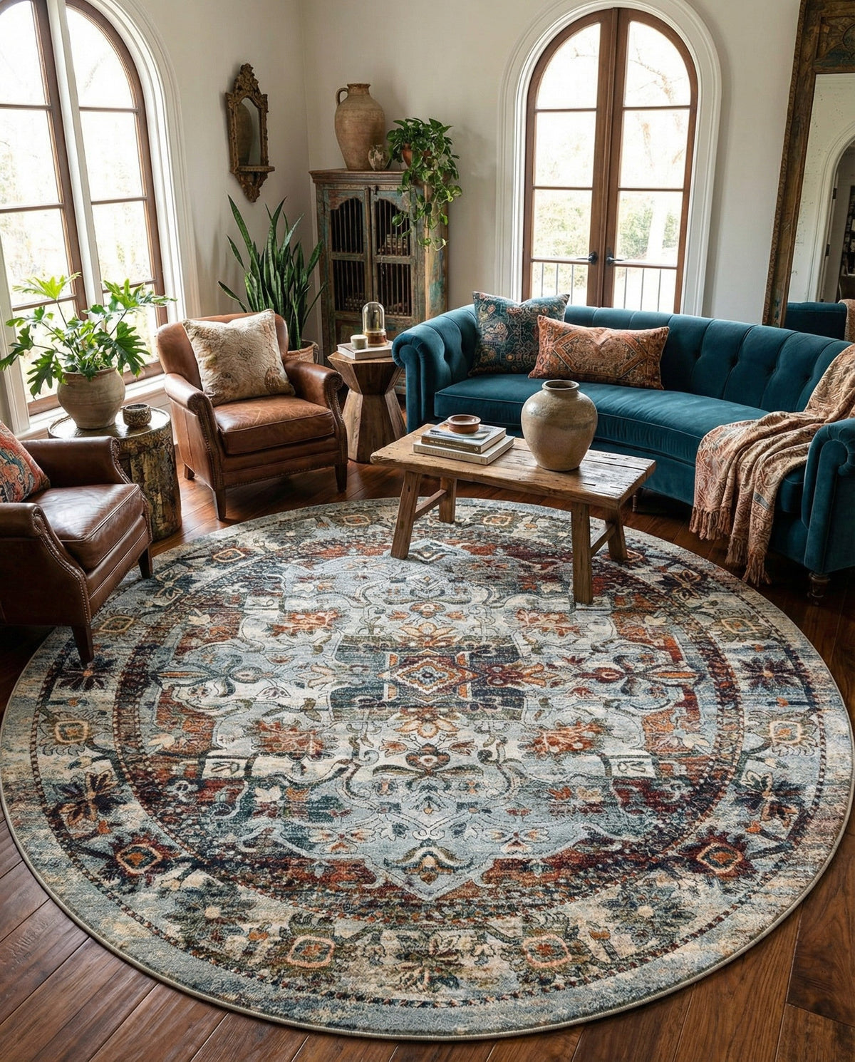 Savannah Soiree Collection Area Rug -  Everglade (Ivory) Round Ivory  lifestyle 86