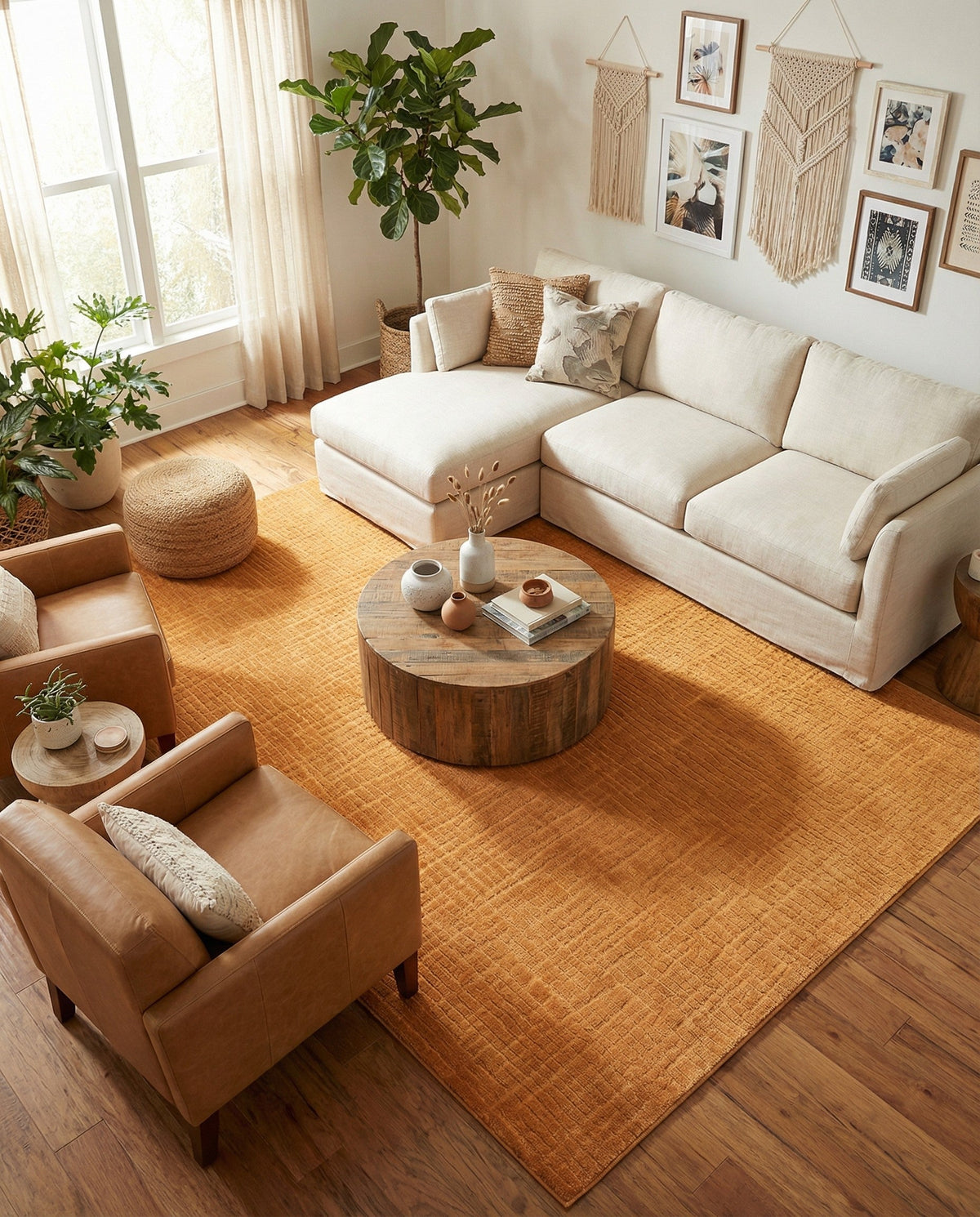 Haven Tapestry Collection Area Rug - WhisperingFalls Rectangle Goldenrod Glow  lifestyle 41