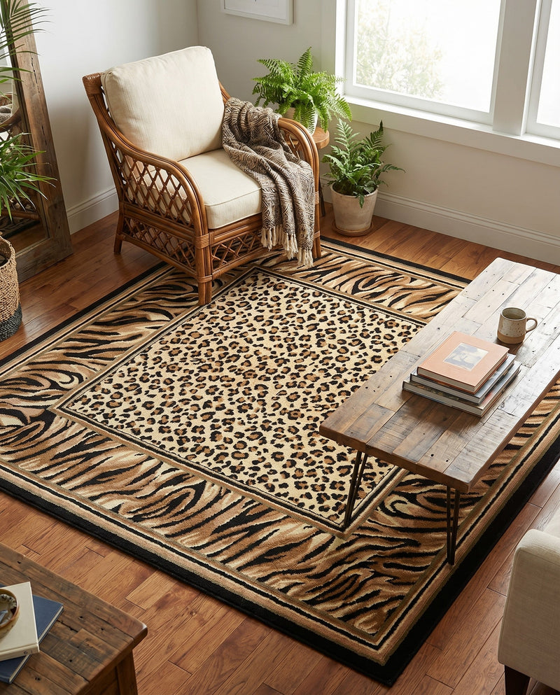 Savannah Sojourn Collection Area Rug -  Chobe Square Light Brown  lifestyle 59