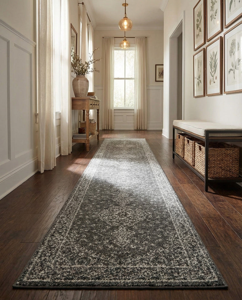 Dover Terrace Collection Area Rug - Marina (Dark Gray) Runner Dark Gray  lifestyle 37