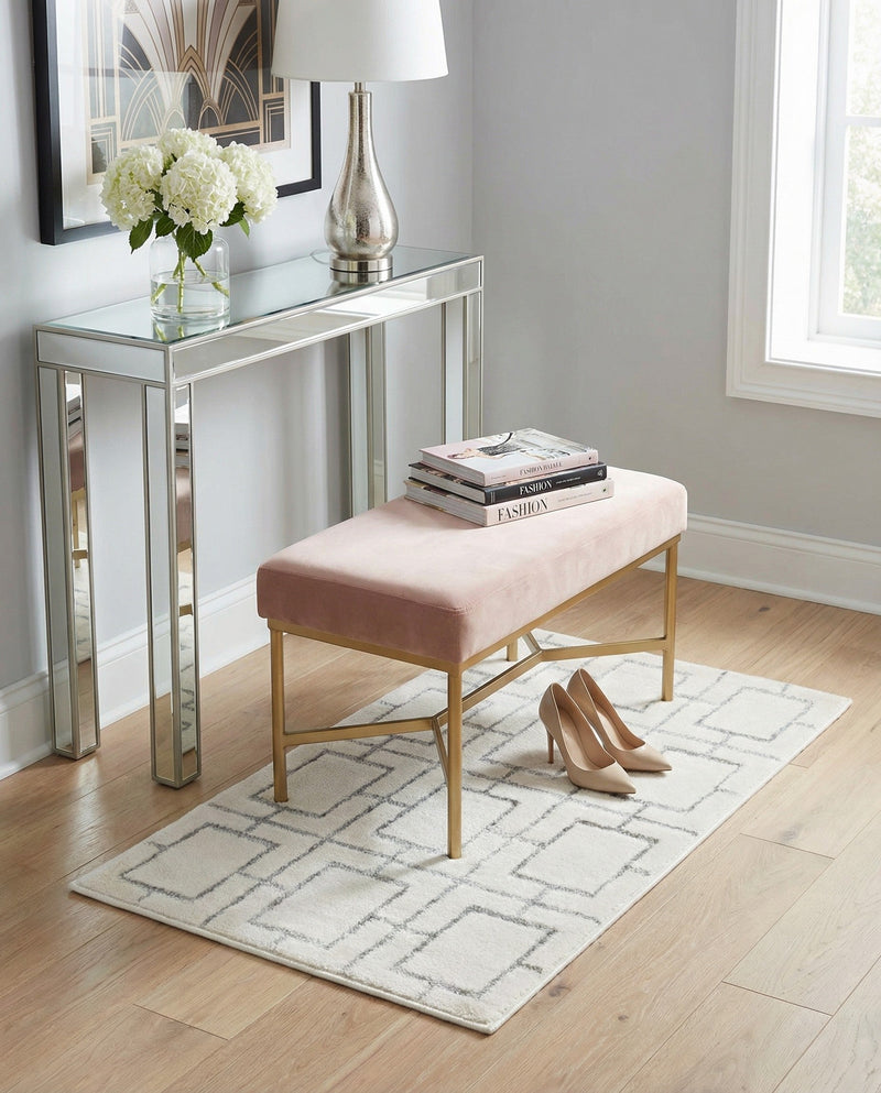Hollywood Luxe Collection Area Rug -  Beverly (White Silver) Rectangle White Silver  lifestyle 12