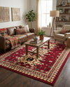 Tabriz Tapestries Collection Area Rug - Azerbaijan (Red) Rectangle Red  lifestyle 4