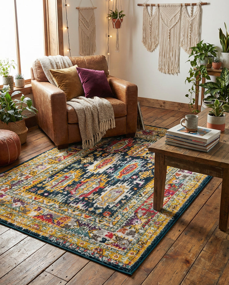 Brighton Terrace Collection Area Rug -  Portslade Rectangle Navy Blue  lifestyle 35