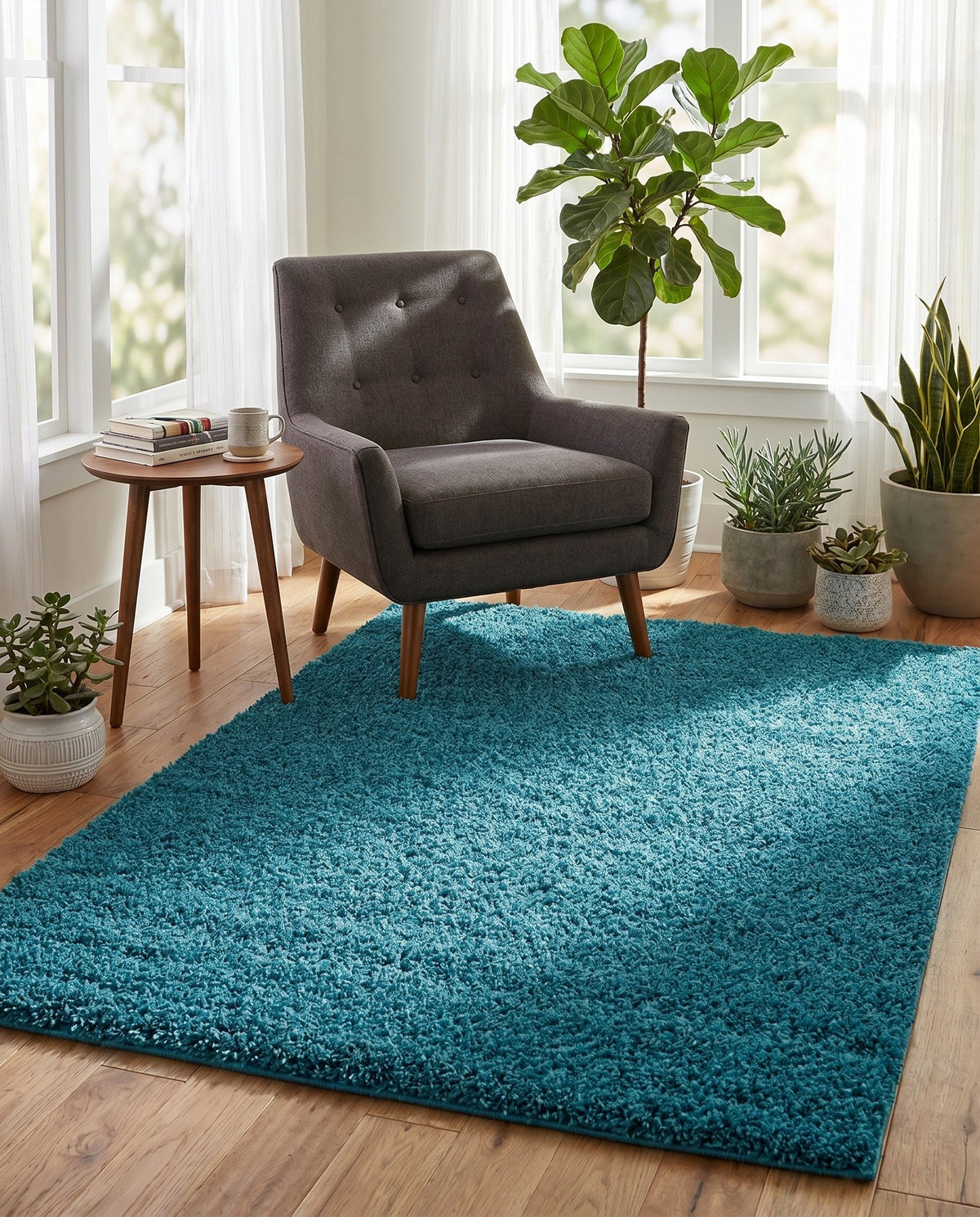Plush Oasis Collection Area Rug - Serenity (Deep Aqua Blue) Rectangle Deep Aqua Blue  lifestyle 33