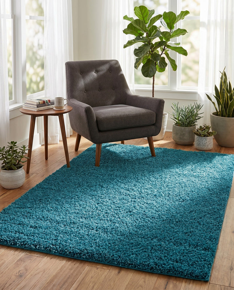 Plush Oasis Collection Area Rug - Serenity (Deep Aqua Blue) Rectangle Deep Aqua Blue  lifestyle 33