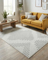 Seychelles Stripes Collection Area Rug - Mahe (Ivory and Gray) Rectangle Ivory and Gray  lifestyle 9