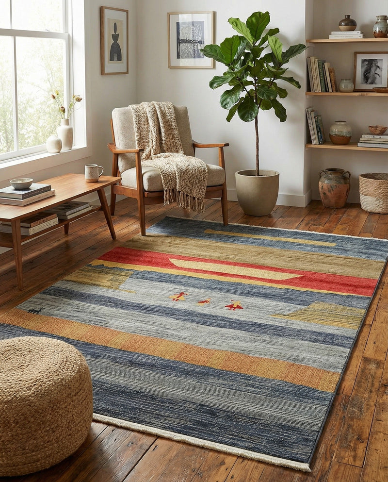 Zagros Oasis Collection Area Rug -  Lordegan Rectangle Blue  lifestyle 10