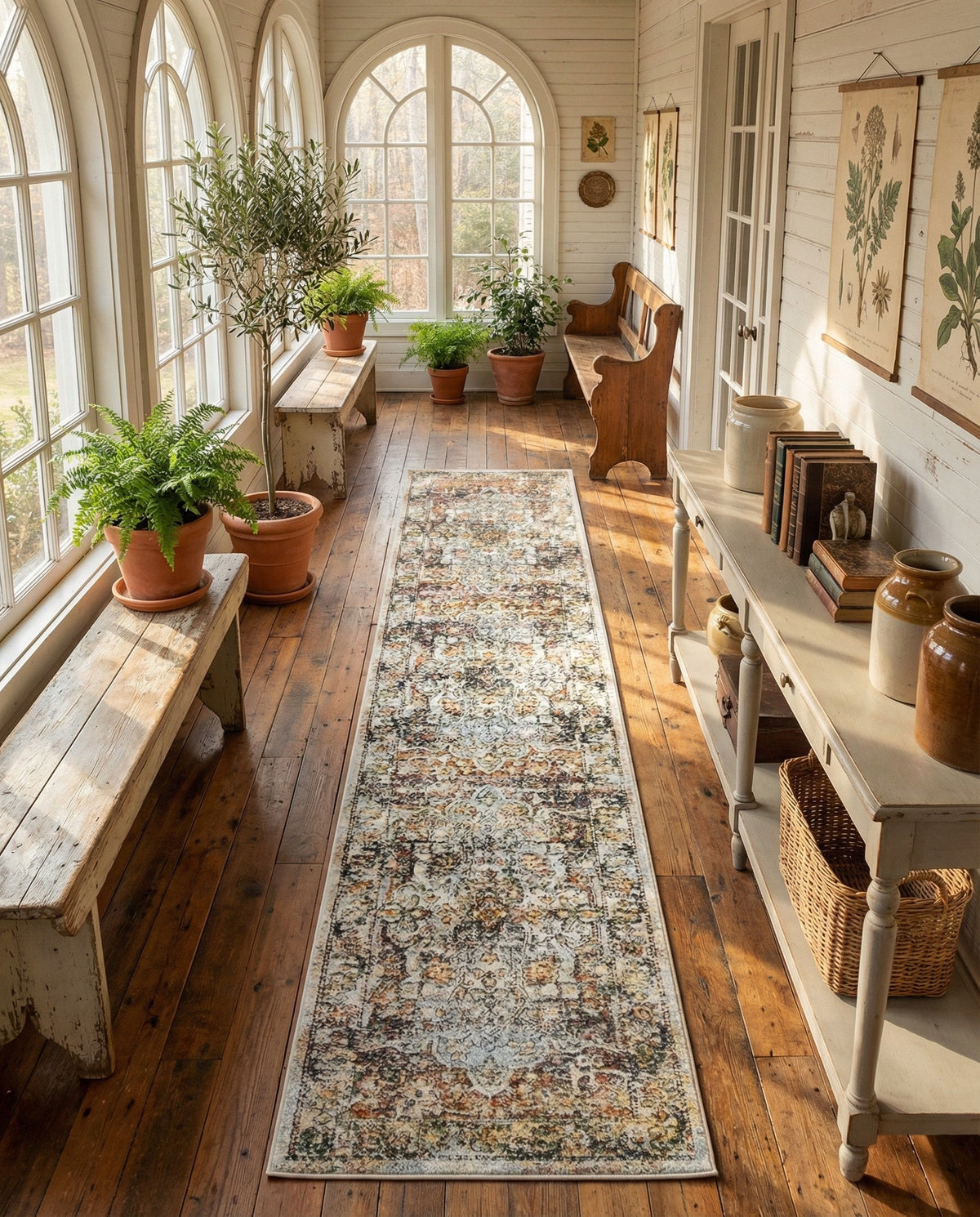 Savannah Soiree Collection Area Rug -  Everglade (Ivory) Runner Ivory  lifestyle 92