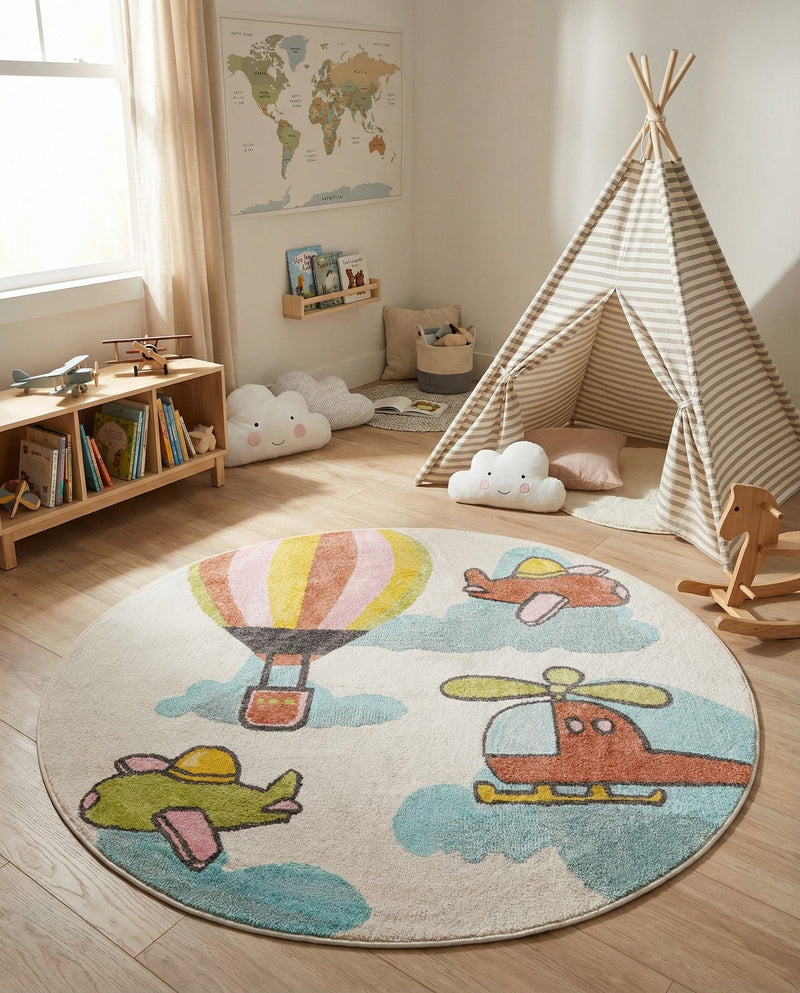 Wonder Tykes Collection Area Rug -  Splatter Round Multi  lifestyle 44