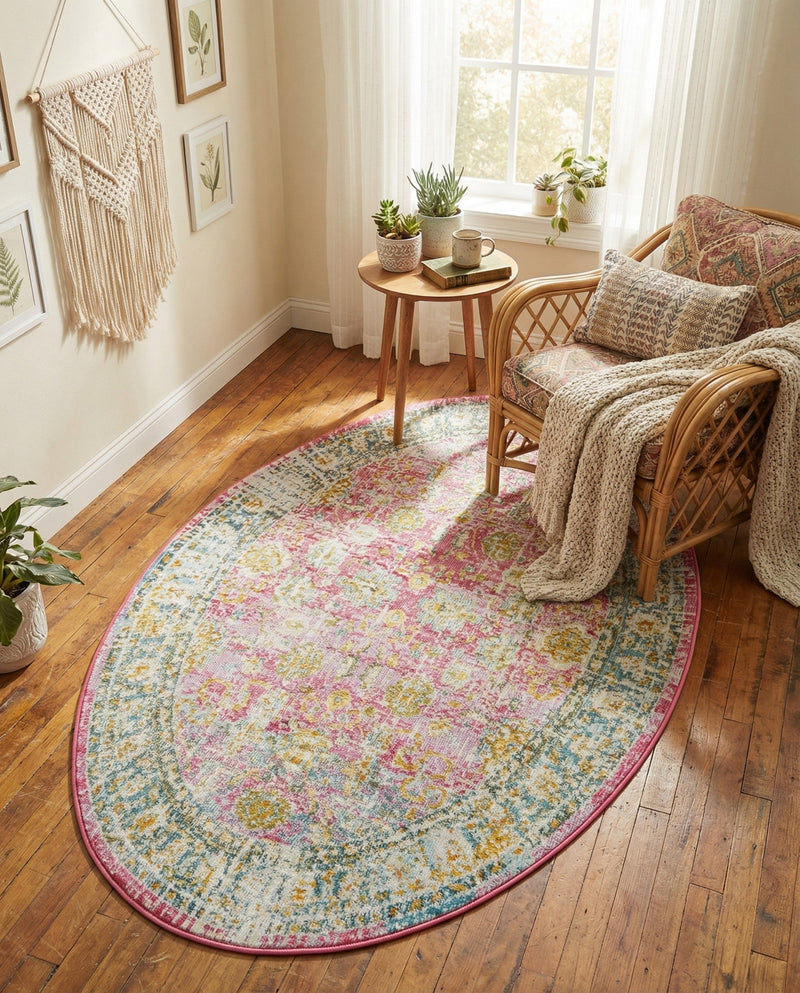 Arcadia Rugs Collection Area Rug -  Shangri-La Oval Pink  lifestyle 73