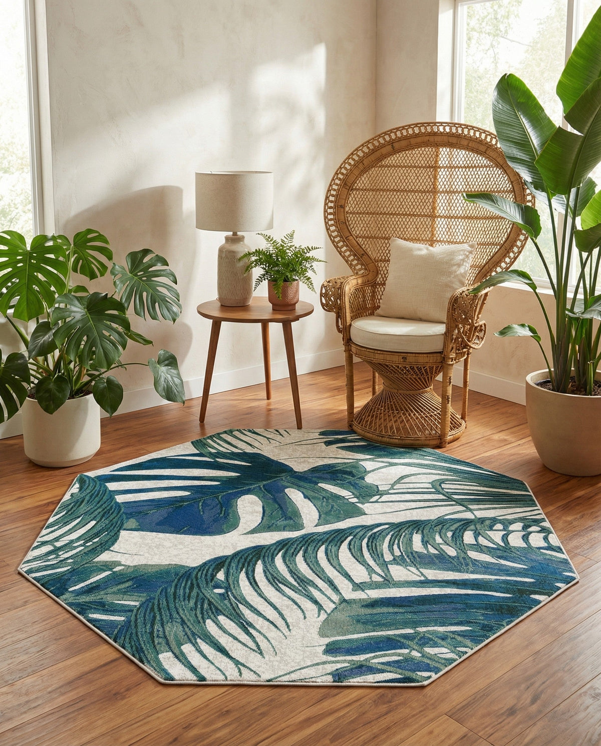 Meadow Breeze Collection Area Rug -  Clover Octagon Ivory  lifestyle 140