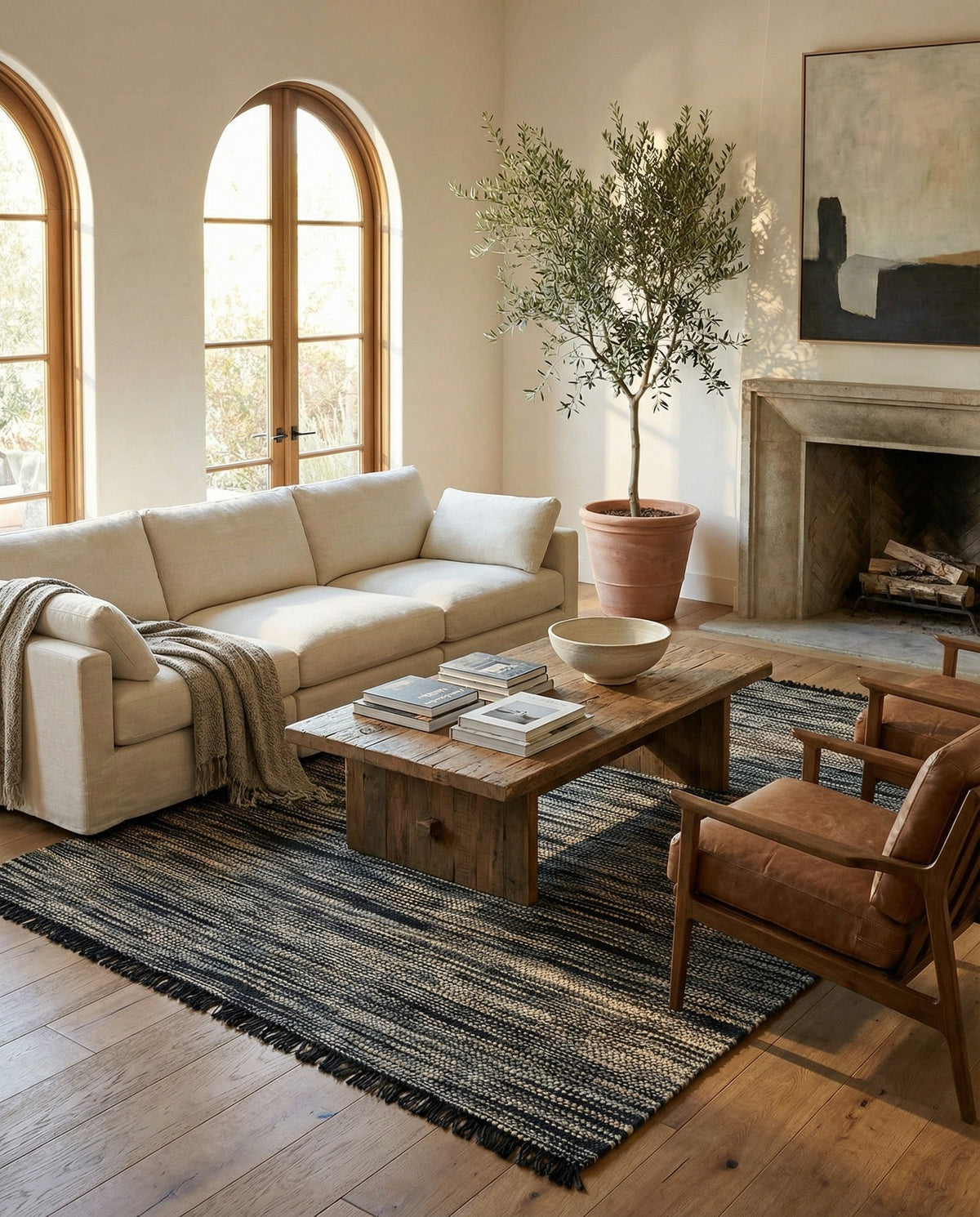 Savannah Jute Collection Area Rug - Nantucket Rectangle Navy Blue and Ivory  lifestyle 26