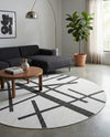 Urban Terrace Collection Area Rug -  Bowery Round Black and White  lifestyle 22