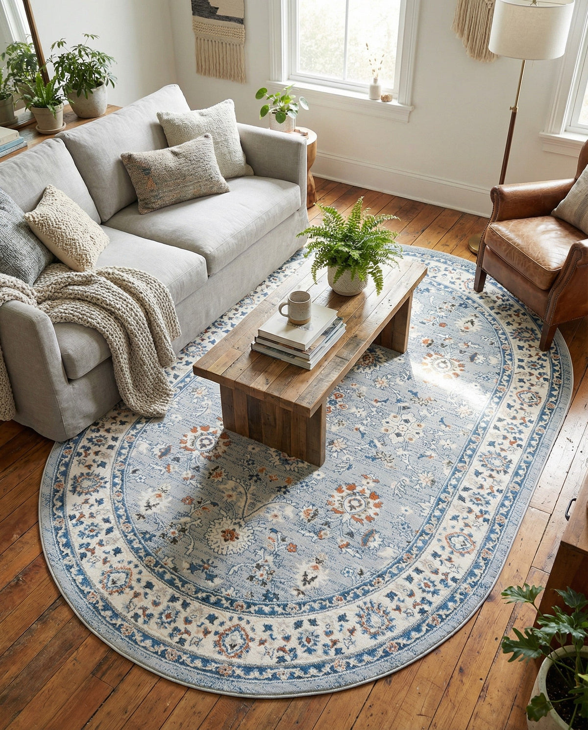 Savannah Elegance Collection Area Rug - Augusta (Aqua Blue) Oval Aqua Blue  lifestyle 104